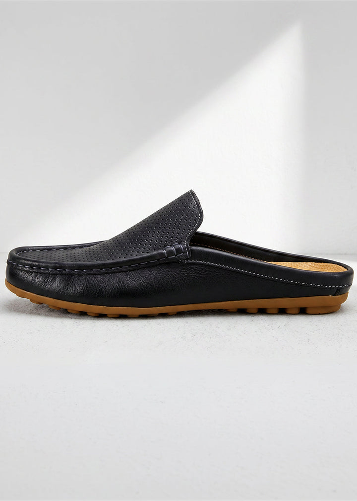 Noir Closed-Toe Mules Leather Sandals｜BM-SH-24