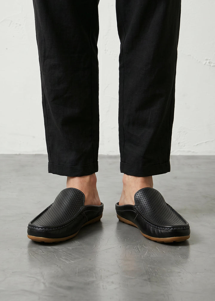 Noir Closed-Toe Mules Leather Sandals｜BM-SH-24