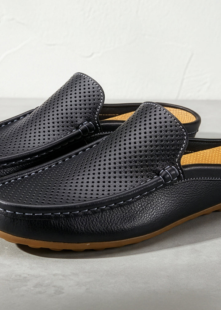 Noir Closed-Toe Mules Leather Sandals｜BM-SH-24