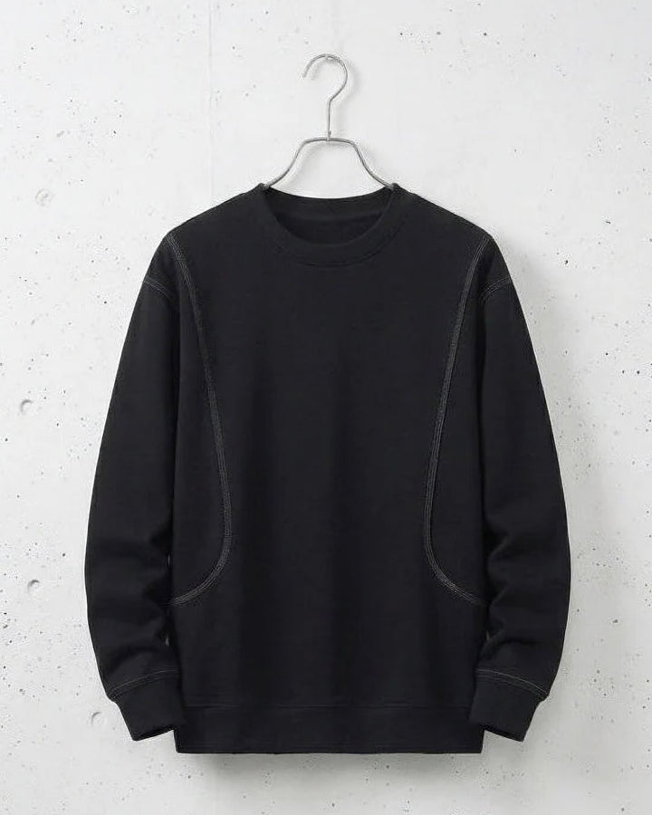 Contrast Stitch Urban Noir Sweatshirt｜BM-T-158