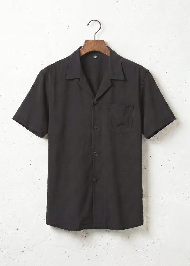 Fluid Cuba Collar Noir Shirt｜BM-T-164