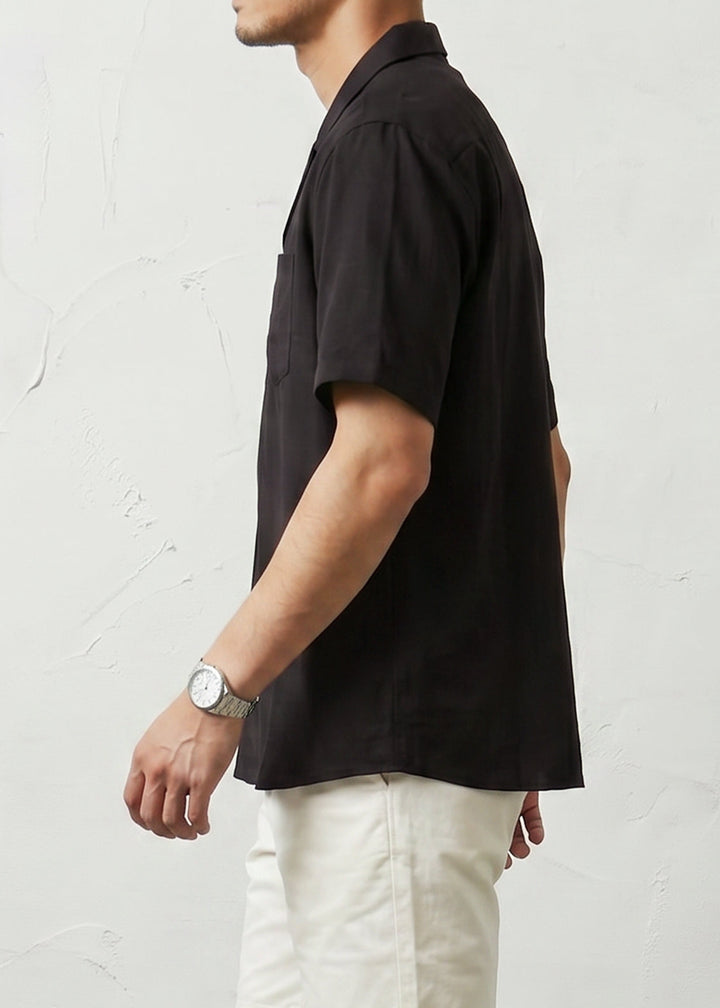 Fluid Cuba Collar Noir Shirt｜BM-T-164