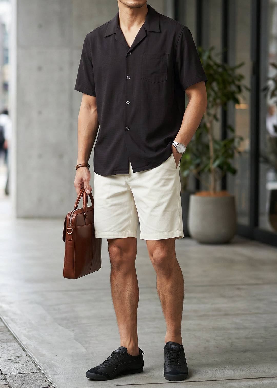 Fluid Cuba Collar Noir Shirt｜BM-T-164