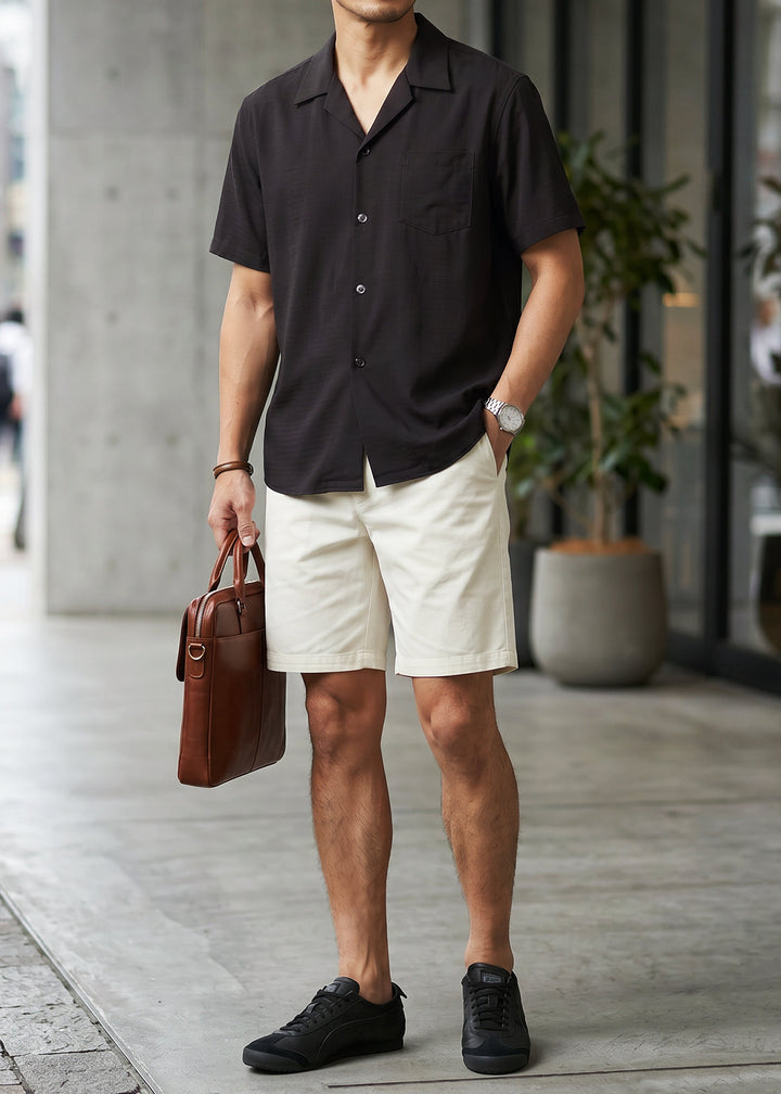 Fluid Cuba Collar Noir Shirt｜BM-T-164