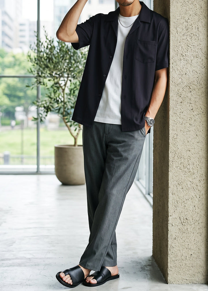 Fluid Cuba Collar Noir Shirt｜BM-T-164