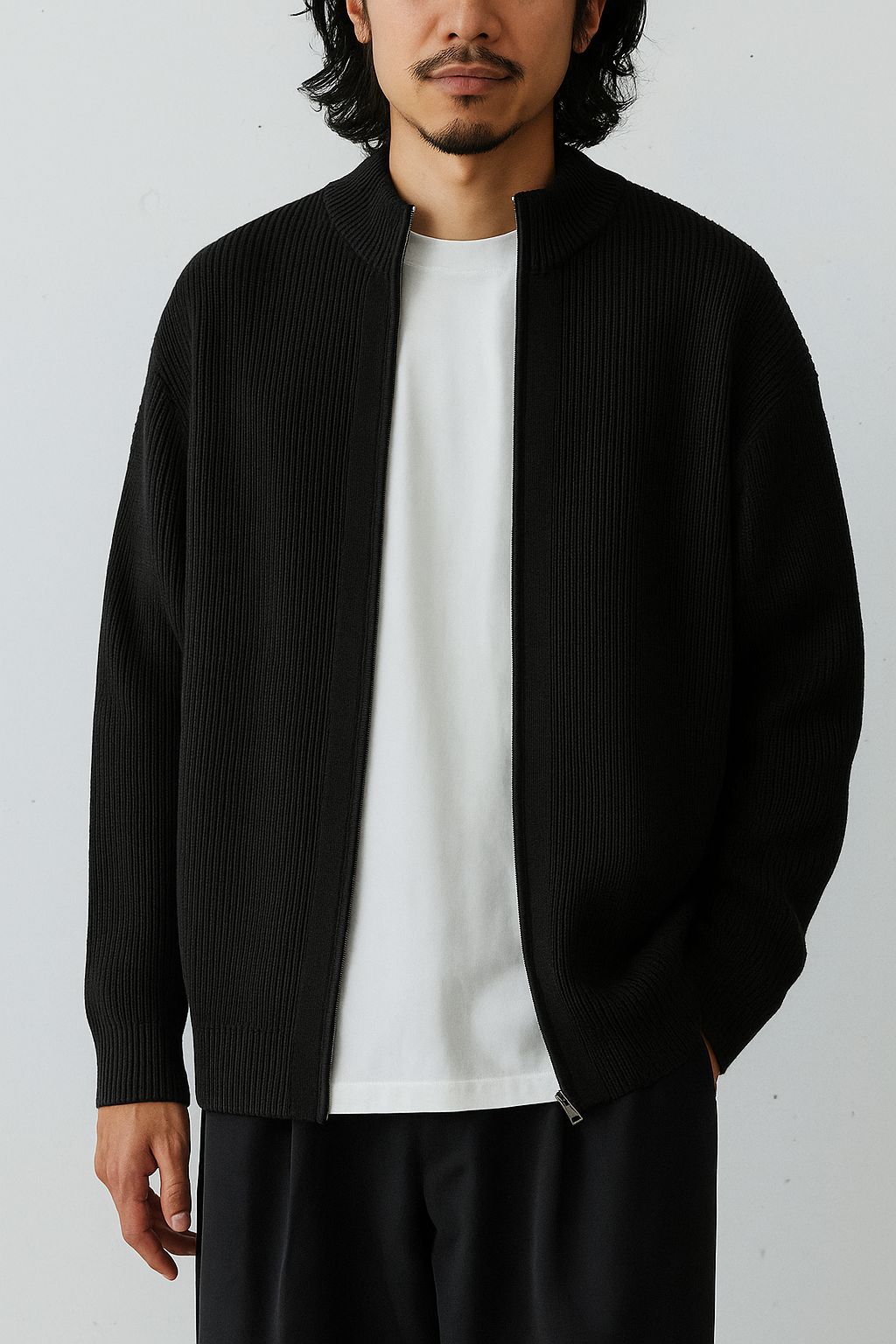 Warm Mock Neck Zipper Knit ｜BM-T-105