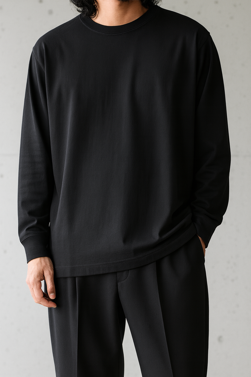 Soft Washed Crewneck Long Sleeve Tee｜BM-T-122