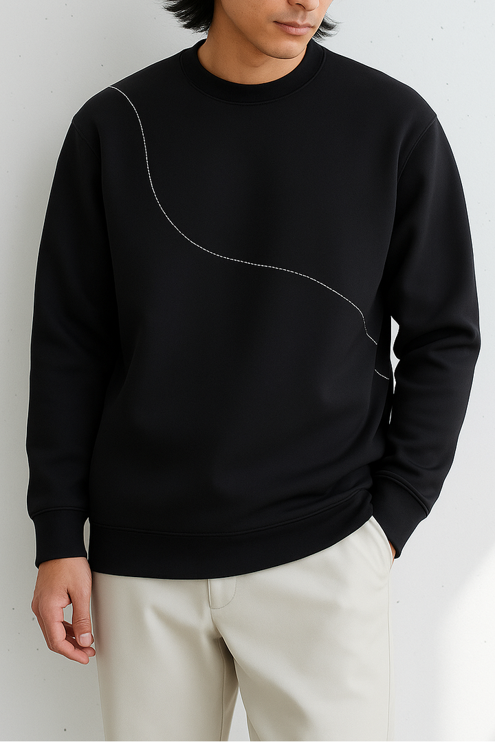 Minimal Line Embroidery Crewneck｜BM-T-120