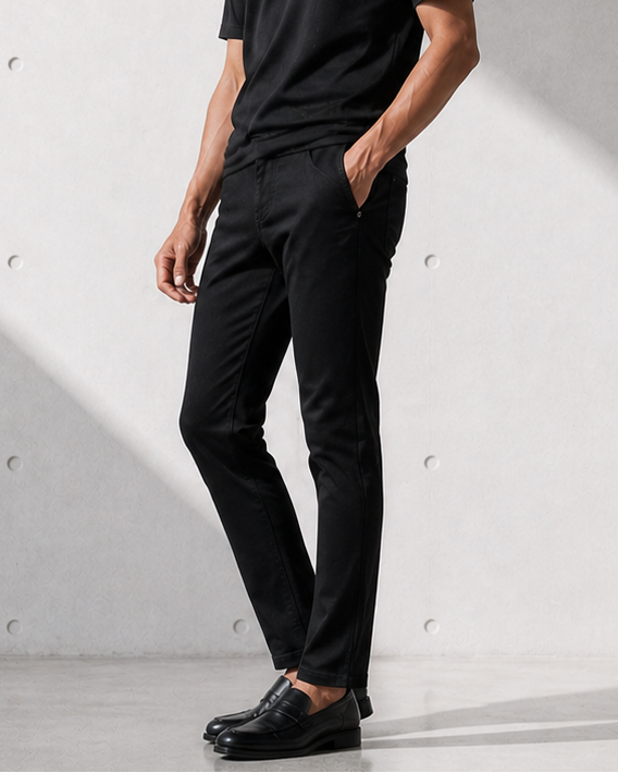 Slim Tapered Chino Black Pants｜BM-B-142