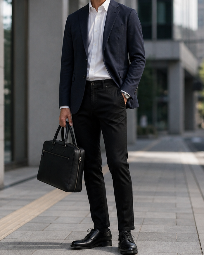 Slim Tapered Chino Black Pants｜BM-B-142