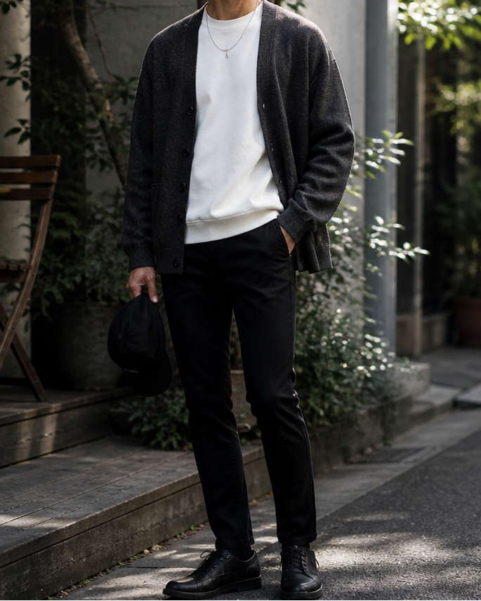 Slim Tapered Chino Black Pants｜BM-B-142