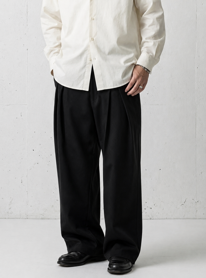 Architectural Wide-Leg Noir Trousers｜BM-B-139