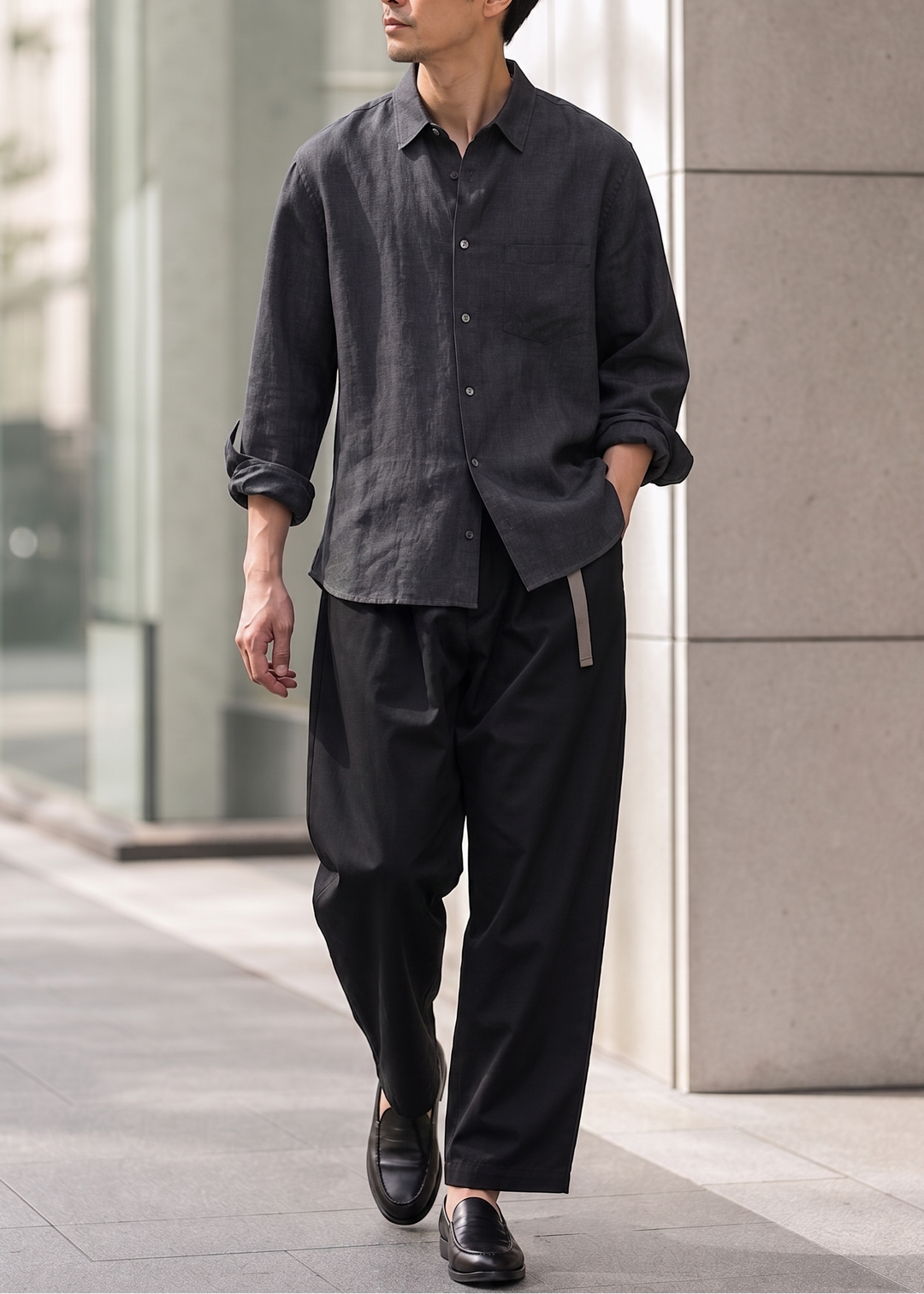 Loose Twill Tapered Chinos Pants｜BM-B-143