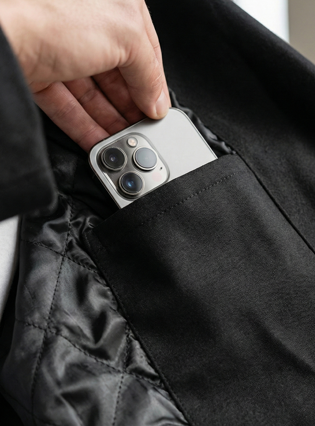 Herringbone Padded Mid-length Wool Coat｜BM-O-128