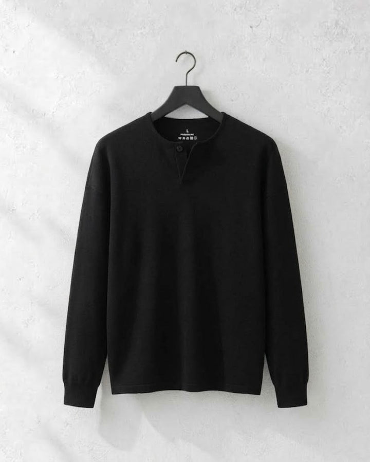 Henley Twill Cotton Relaxed Tee｜BM-T-187
