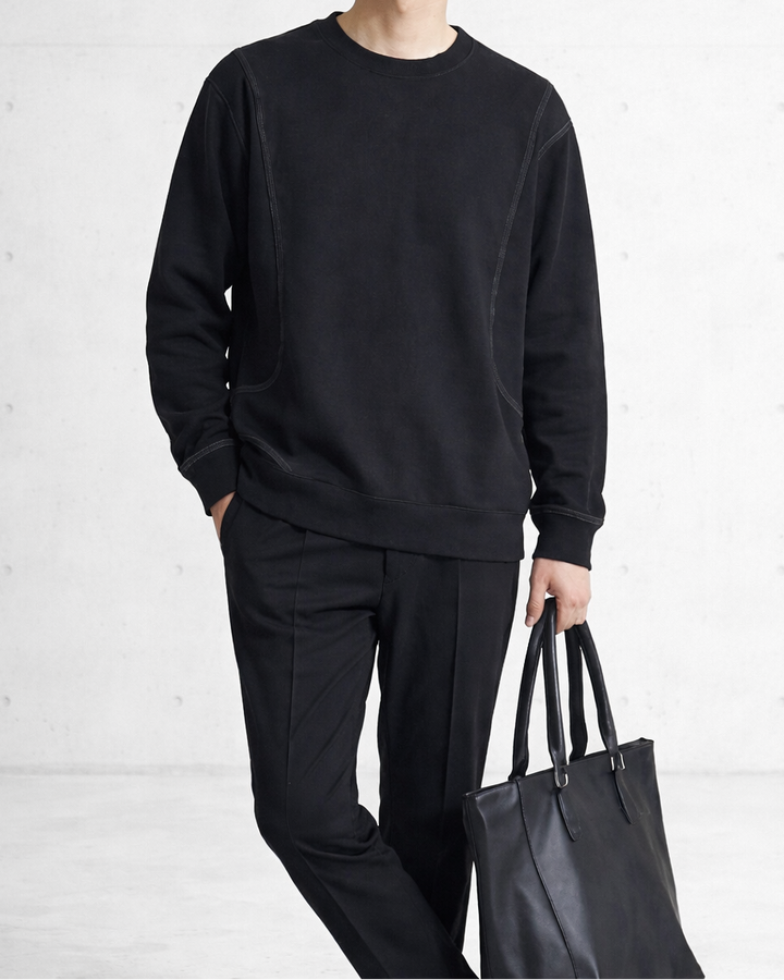 Contrast Stitch Urban Noir Sweatshirt｜BM-T-158