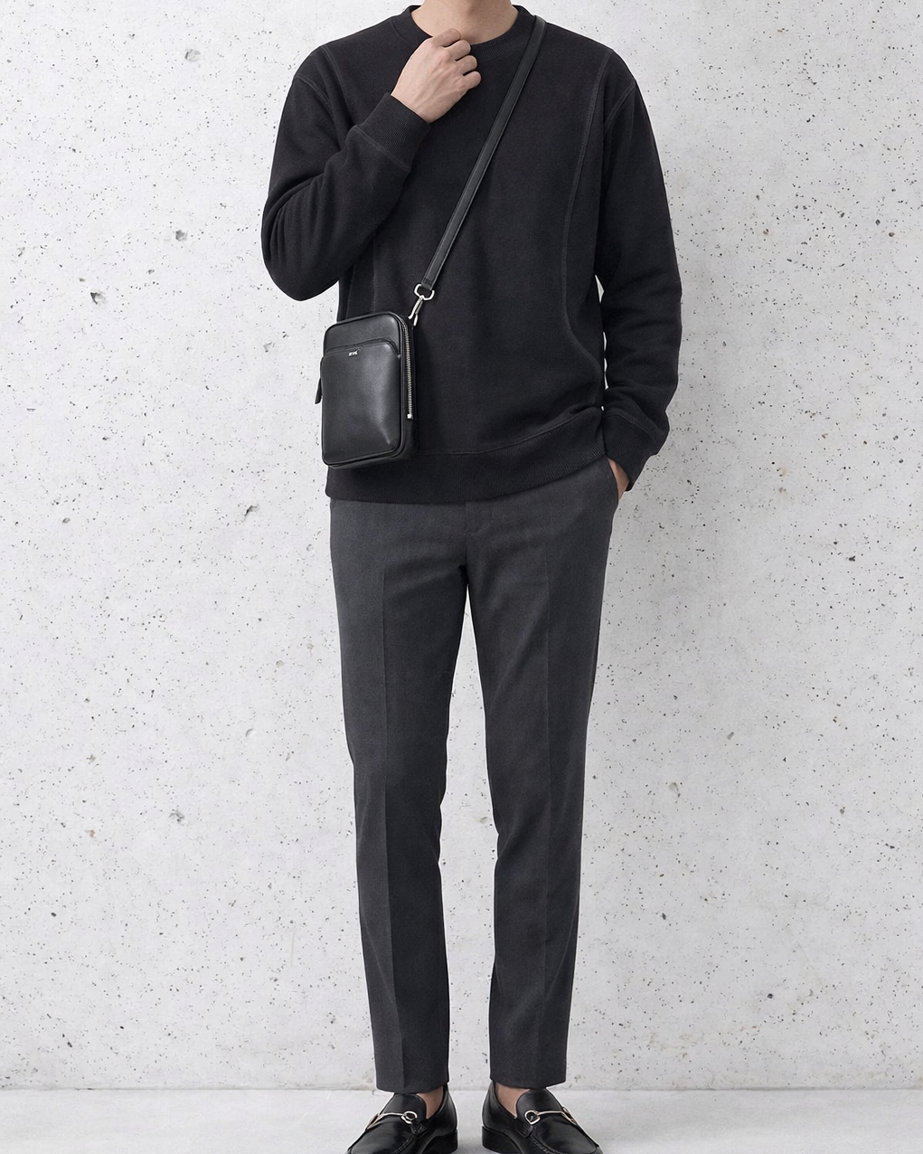 Contrast Stitch Urban Noir Sweatshirt｜BM-T-158