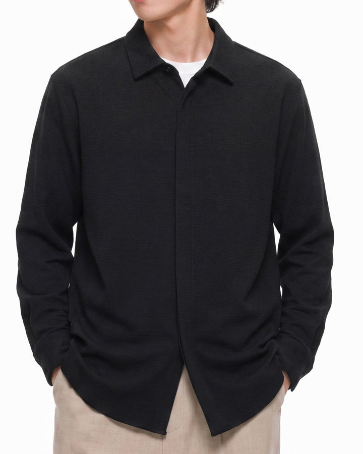 Texture Hidden Placket Shirt｜BM-T-178