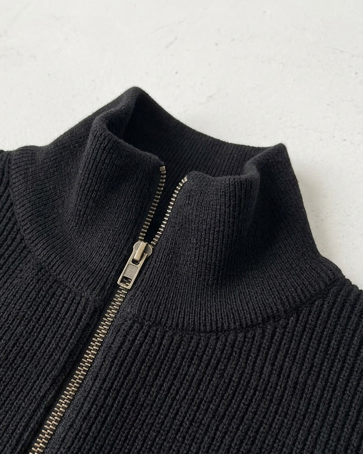 Dense-Rib Stand Collar Zip Knit｜BM-T-180