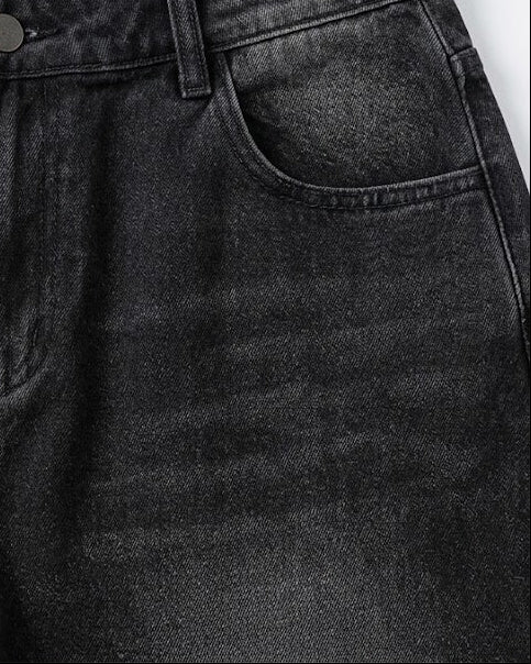 Worn-In Wash Black Drop-Curve Denim｜BM-B-156