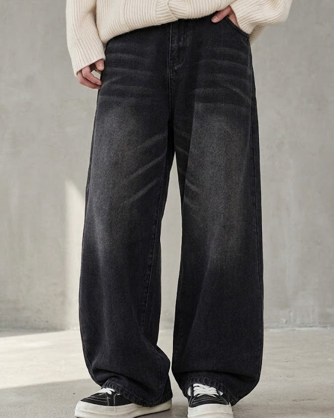 Worn-In Wash Black Drop-Curve Denim｜BM-B-156