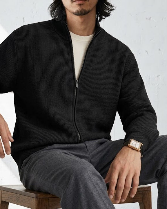 Dense-Rib Stand Collar Zip Knit｜BM-T-180