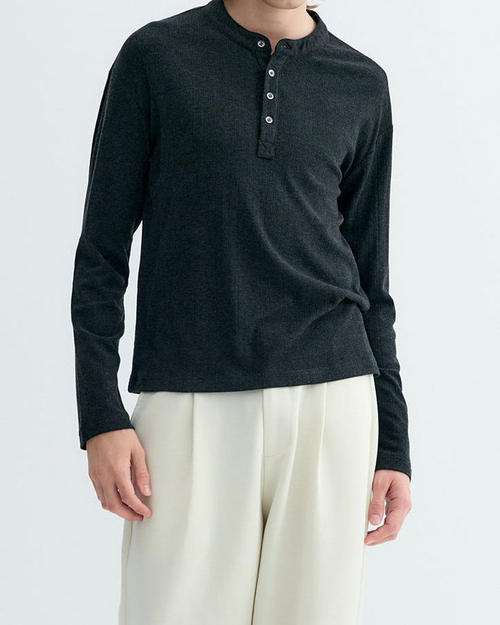 Premium Cashmere Acetate Henley Knit｜BM-T-176