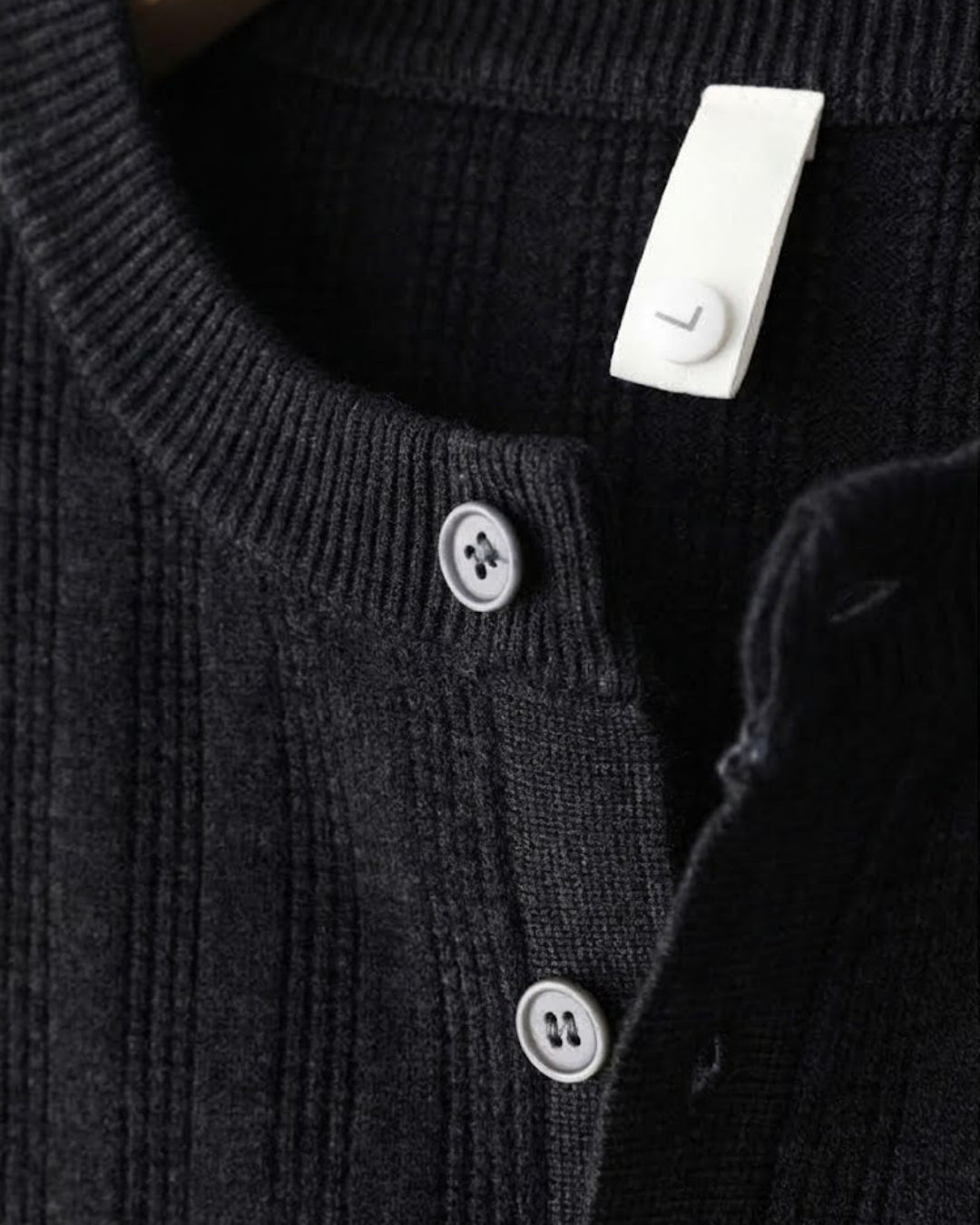 Ribbed Henley Neck Layered Knit Sweater｜BM-T-186