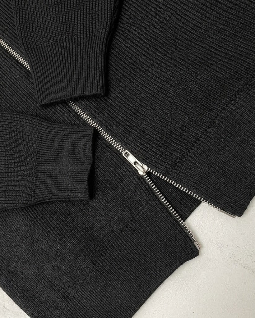 Dense-Rib Stand Collar Zip Knit｜BM-T-180