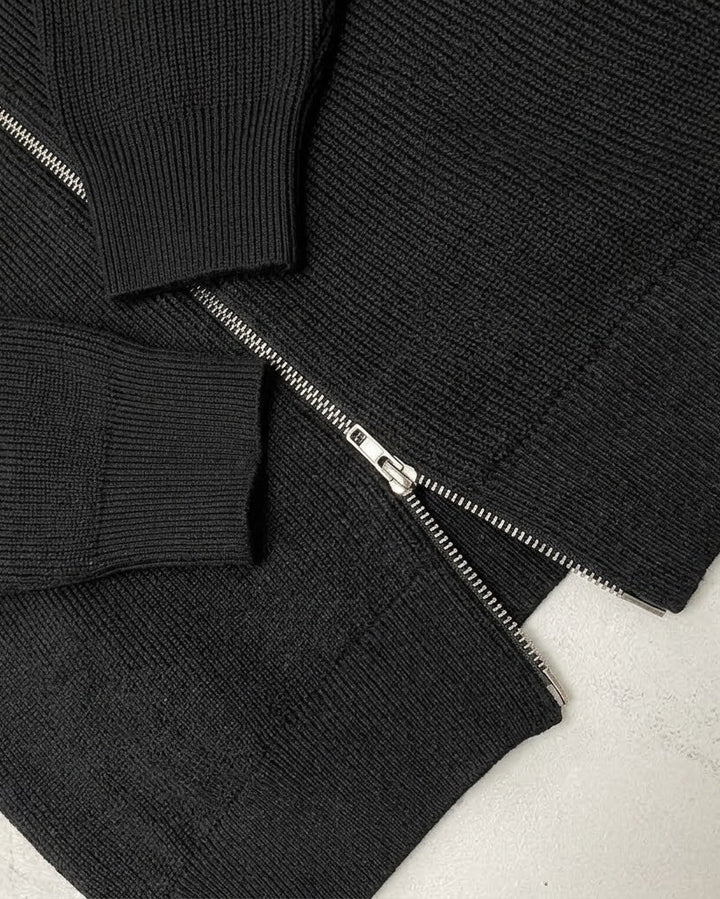 Dense-Rib Stand Collar Zip Knit｜BM-T-180