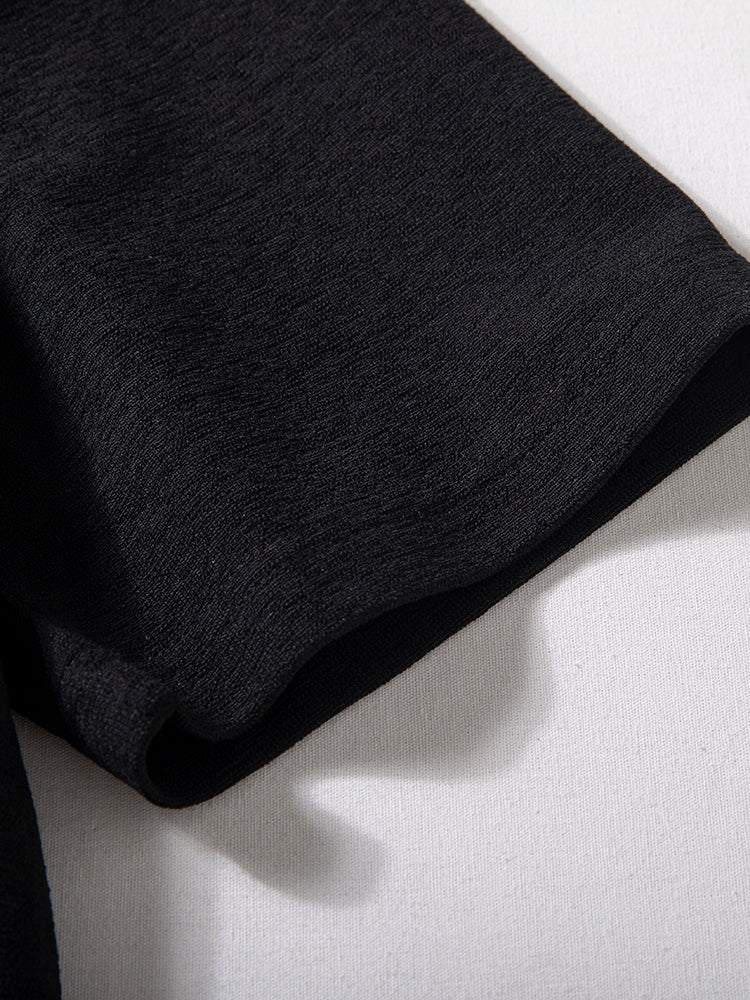 Loose Half Sleeve Textured Knit Polo｜BM-T125