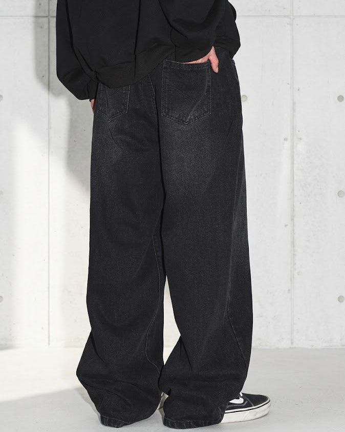 Worn-In Wash Black Drop-Curve Denim｜BM-B-156
