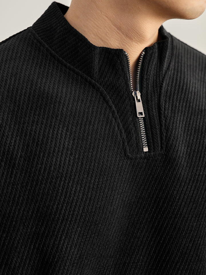 Twill Half-Zip Stand Collar Sweatshirt 550g ｜BM-T-147