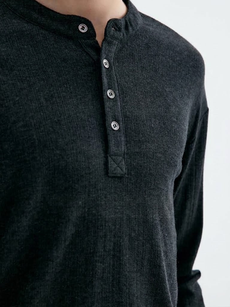 Premium Cashmere Acetate Henley Knit｜BM-T-176