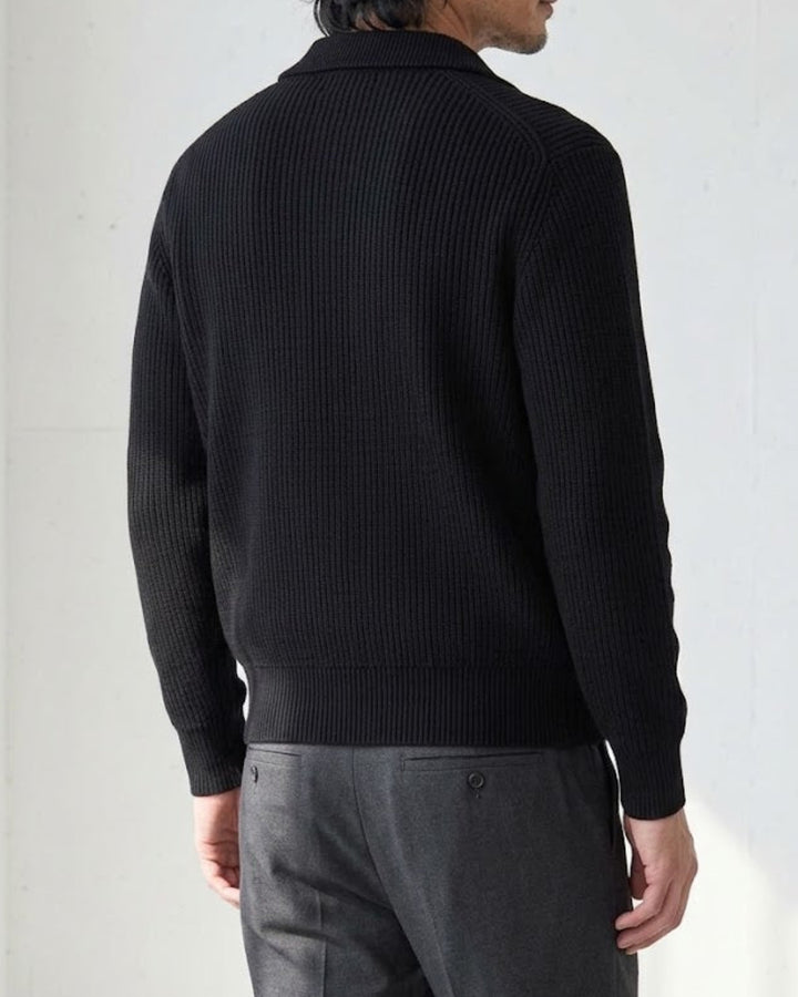 Ribbed Double-Zip Collared Knit Cardigan｜BM-T-184