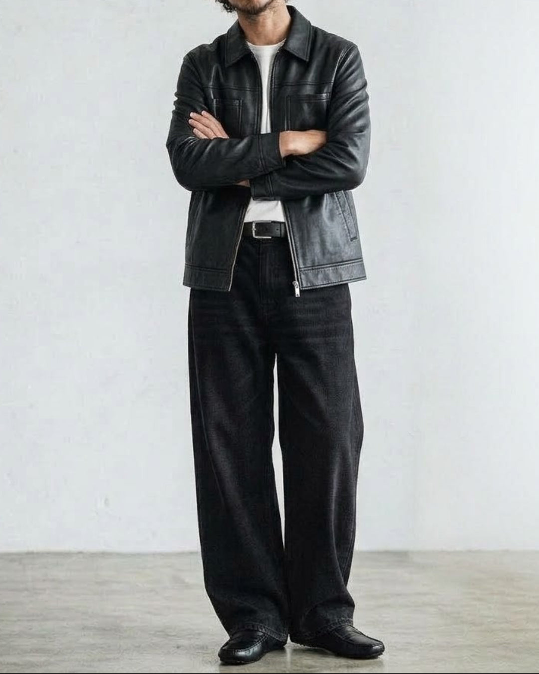 Faux Leather Collared Moto Jacket｜BM-O-150