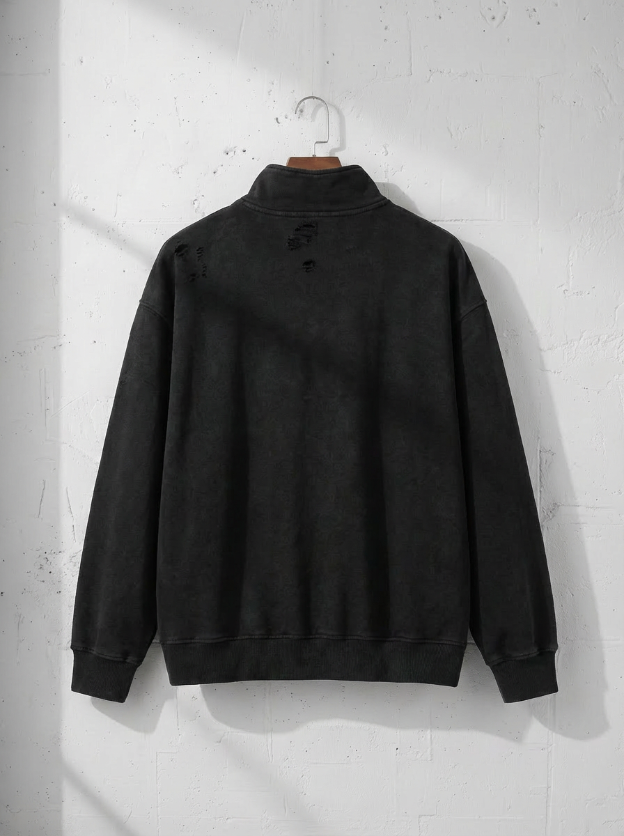 Washed Black Edition Half-Zip Hoodie｜BM-T-138