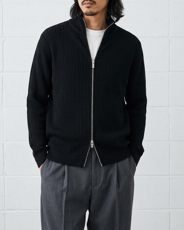 Dense-Rib Stand Collar Zip Knit｜BM-T-180