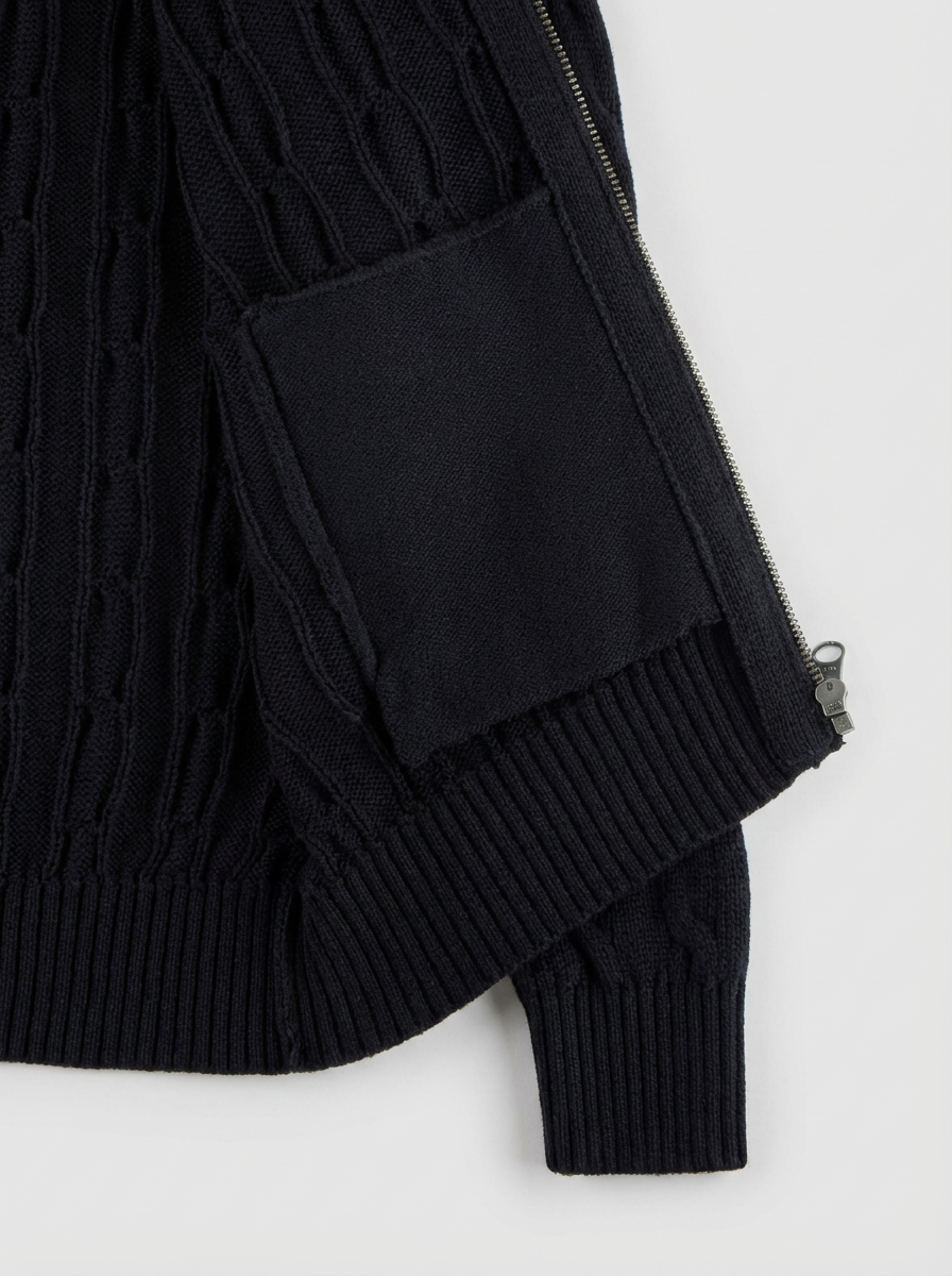 Shoulder Twist Zip Luxe Cardigan｜BM-T-139