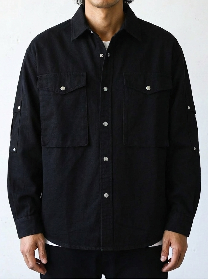 Vintage Black Modern Workwear Shirt｜BM-T-133