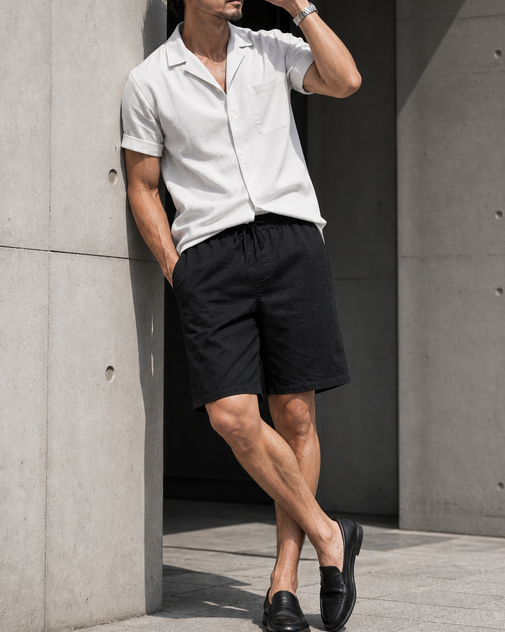Relaxed Knee-Length Pure Linen Shorts｜BM-B-147
