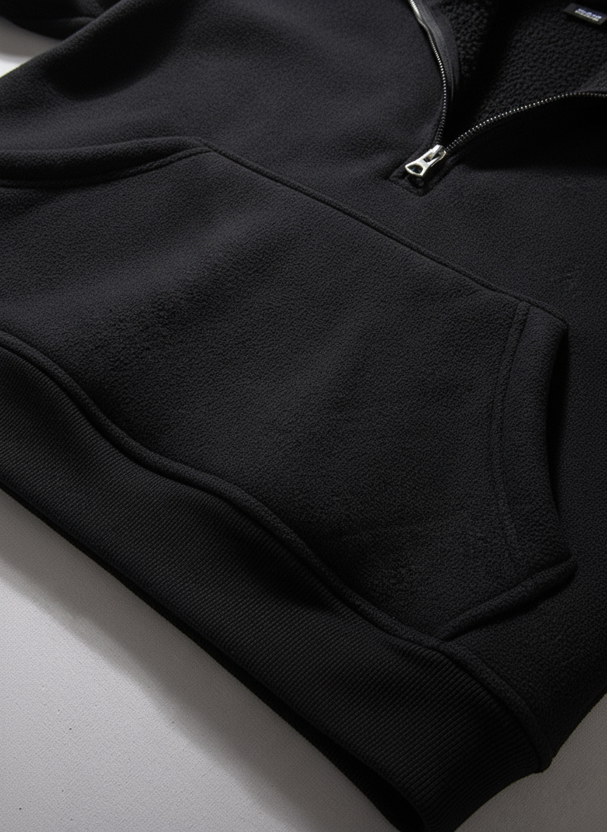 Fleece Pullover Hoodie Half Zip Design｜BM-T-127