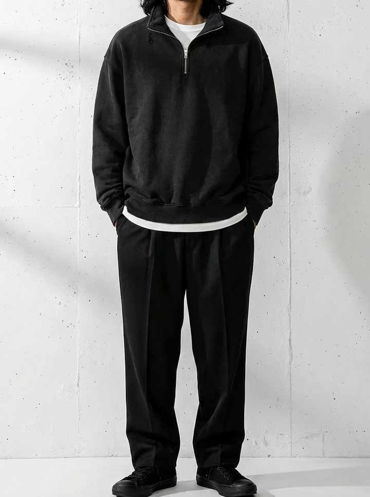 Washed Black Edition Half-Zip Hoodie｜BM-T-138