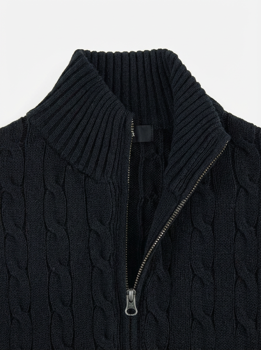 Shoulder Twist Zip Luxe Cardigan｜BM-T-139