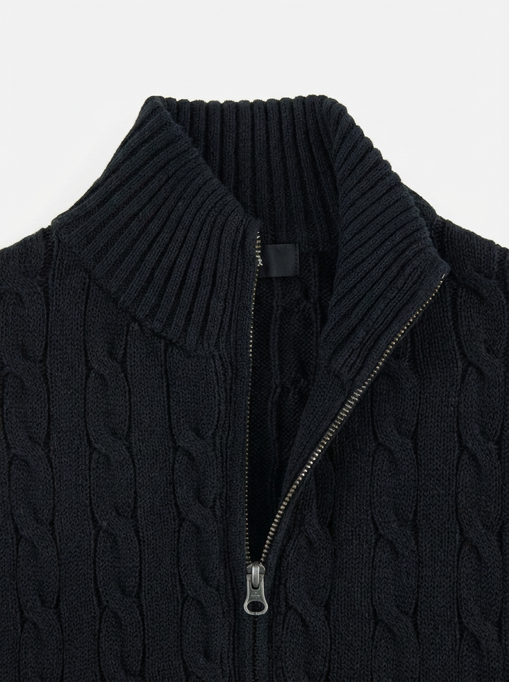 Shoulder Twist Zip Luxe Cardigan｜BM-T-139