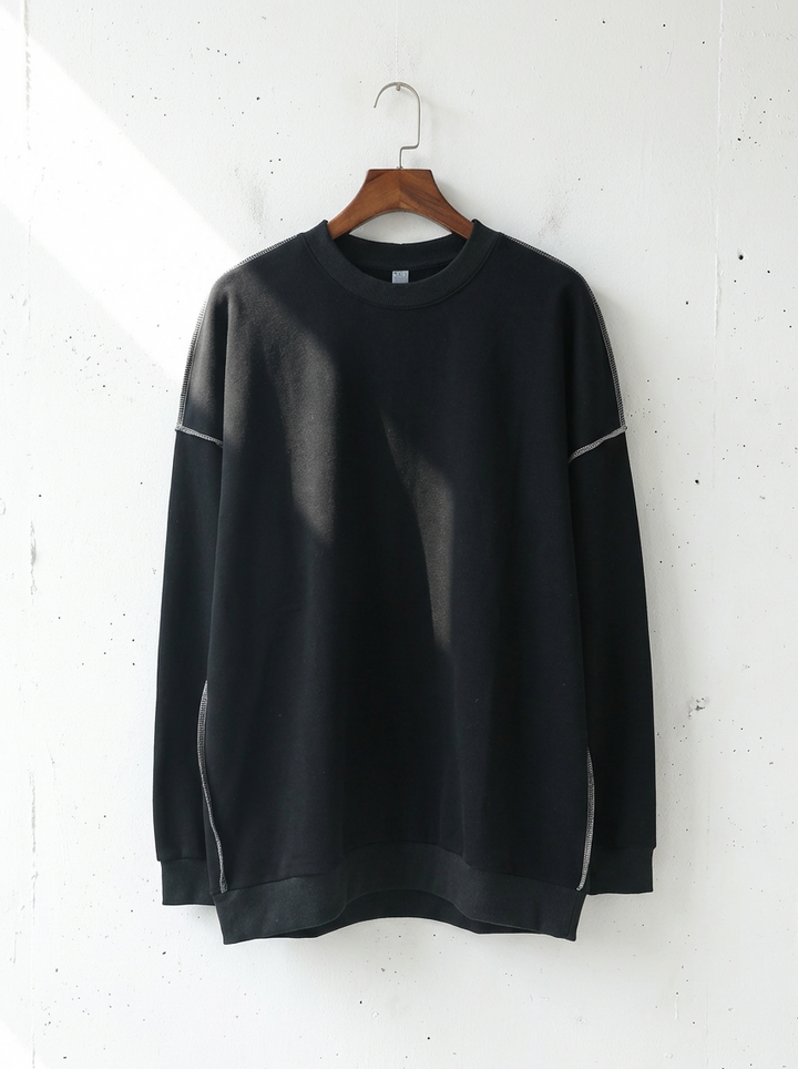 Plain Patchwork Round Neck Sweat Shirt｜BM-T-142