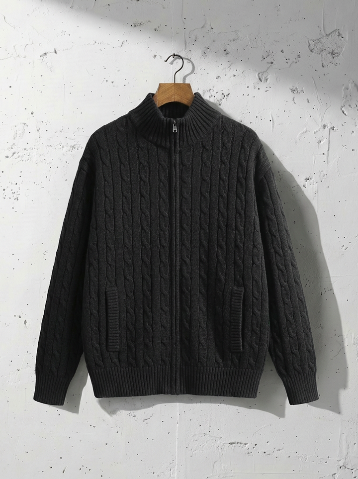 Shoulder Twist Zip Luxe Cardigan｜BM-T-139