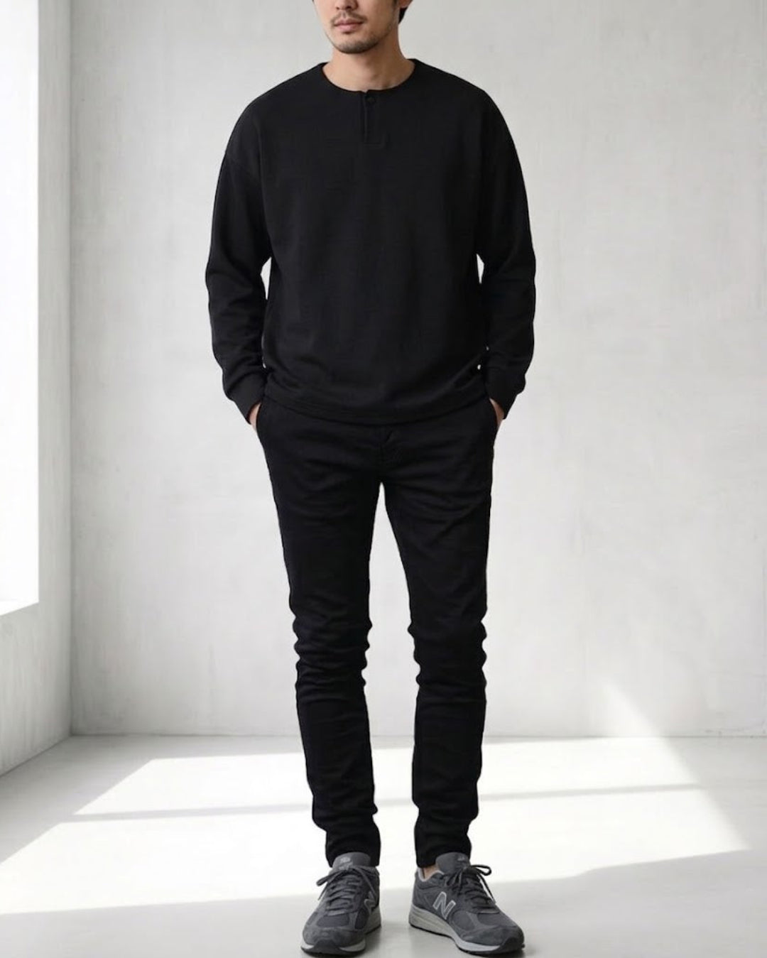 Henley Twill Cotton Relaxed Tee｜BM-T-187