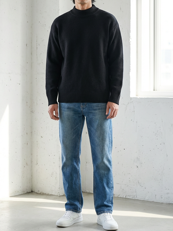 Plush Fleece Half-Turtleneck Sweater｜BM-T-129