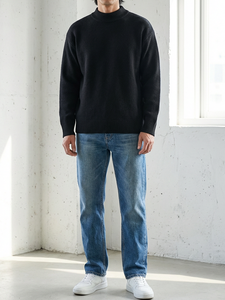 Plush Fleece Half-Turtleneck Sweater｜BM-T-129